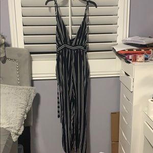 Navy blue striped jumpsuit